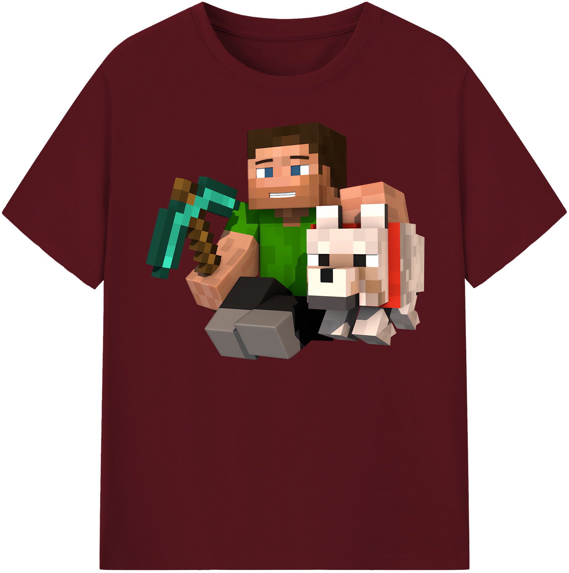 （画像用） マインクラフト ブロックの世界 Minecraft MC Block world 綿100％半袖Tシャツ（フロントプリント）